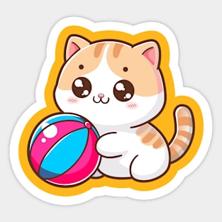 Cute Cat Playing Ball Sticker